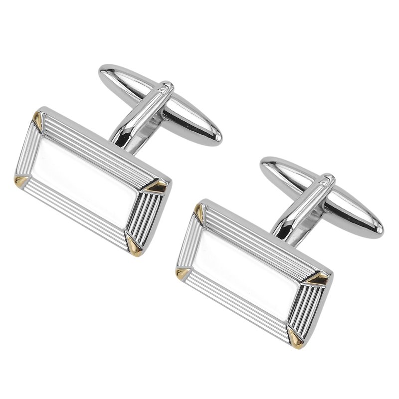 Rhodium and Gold Step Cufflinks - Cuff Links - Other Metals Silver