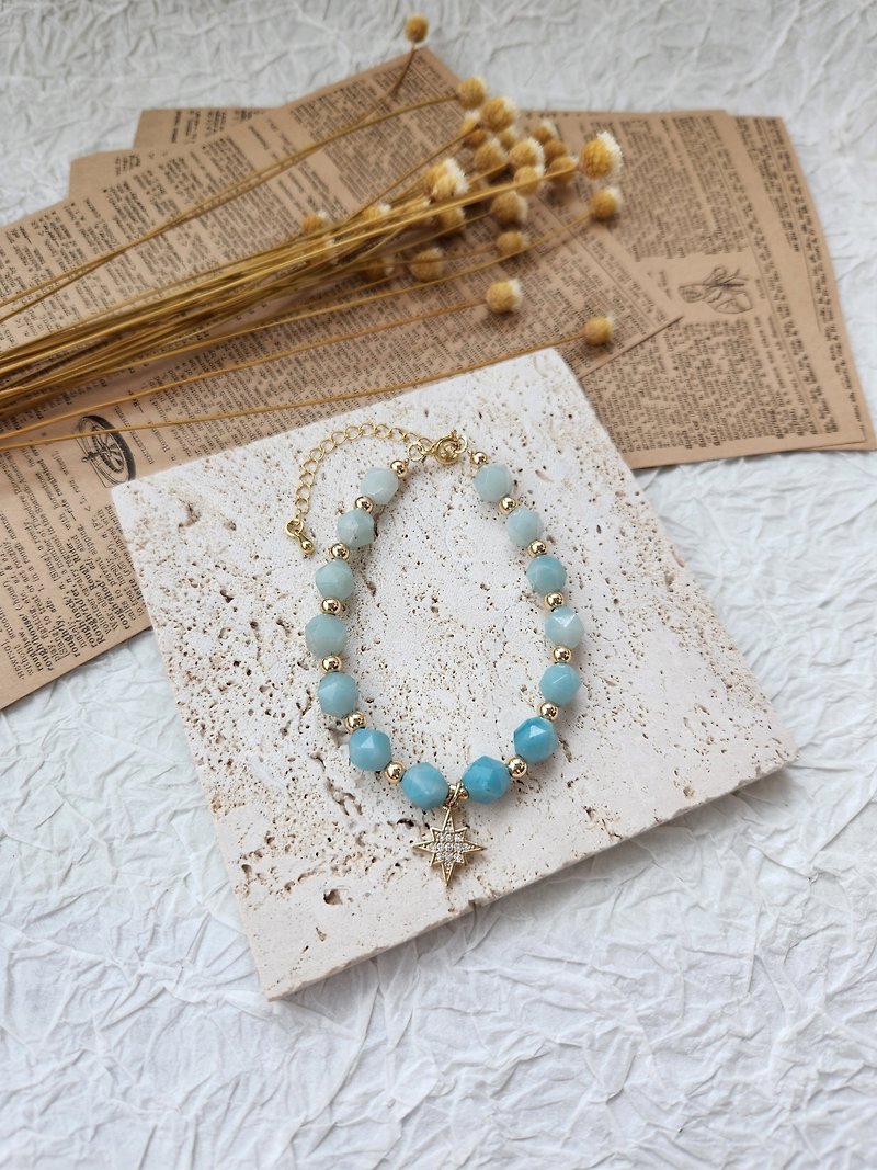 RC handmade Stone amazonite bracelet, the best companion for communication and courage - Bracelets - Other Materials 