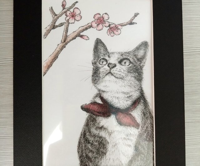 猫の絵 絵画 原画 油絵風アクリル画 ペット似顔絵 painting