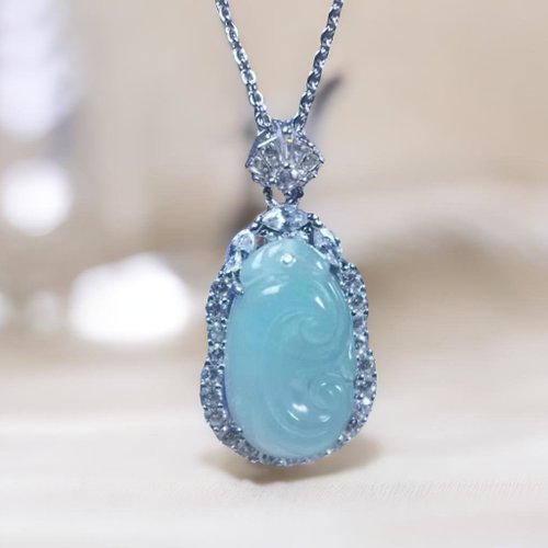 瓔珞珠寶盒 E.L.Jewelry Box 【願‧事事如意】冰晴水翡翠如意項鍊925純銀|天然緬甸翡翠|送禮