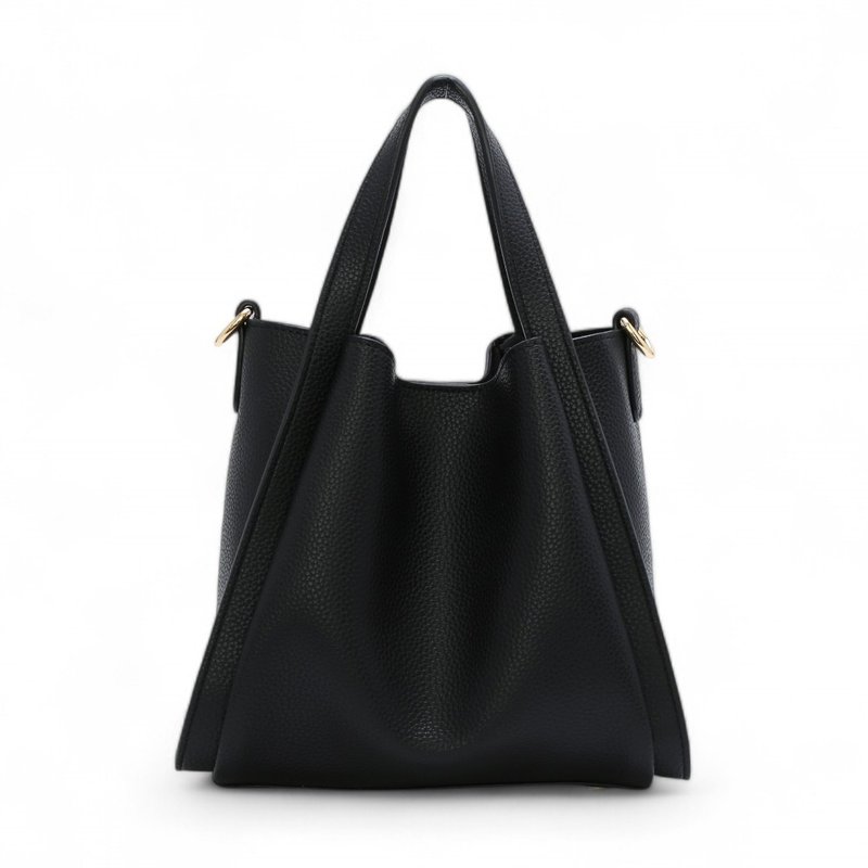 ANNA DOLLY small hand tote bag black - กระเป๋าถือ - วัสดุอื่นๆ สีดำ