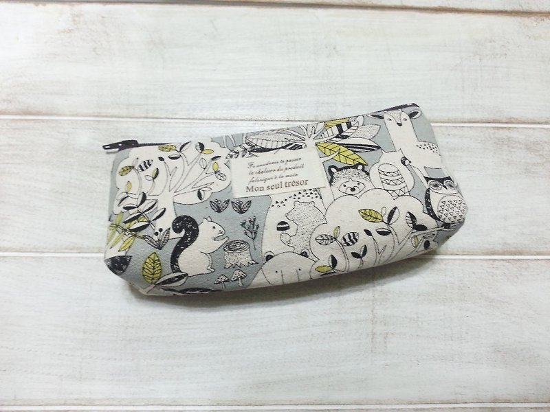 Forest small animal pencil case / pouch - Pencil Cases - Cotton & Hemp Gray