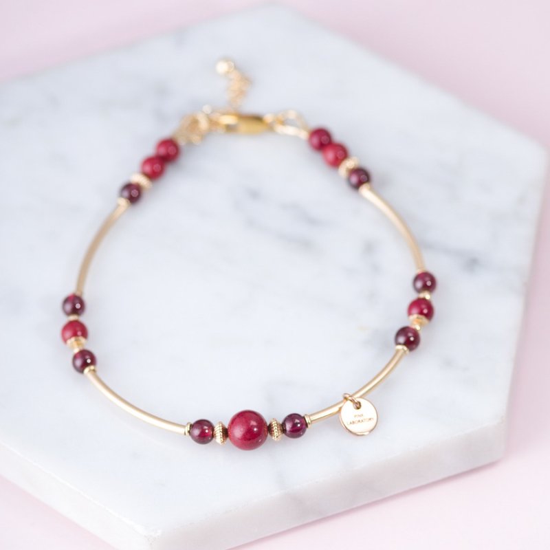 Cinnabar, Red Garnet, 14K Gold Filled Findings Bracelet - Bracelets - Gemstone Red