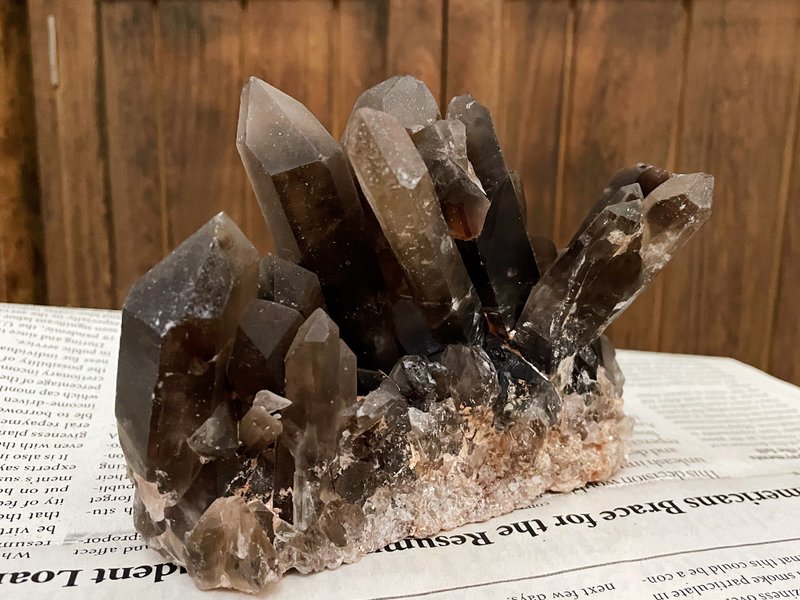 能量擺件 茶晶 原礦 晶簇 原石 擴香招財消磁石燈 - 擺飾/家飾品 - 水晶 黑色