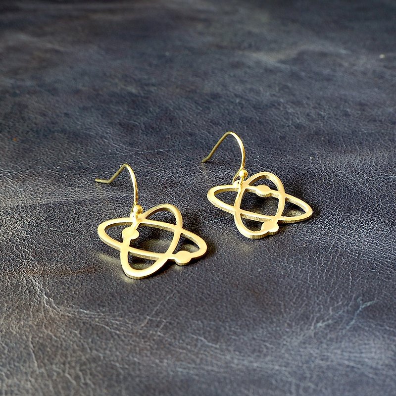 Atomic brass earrings (Handmade) - Earrings & Clip-ons - Copper & Brass Gold