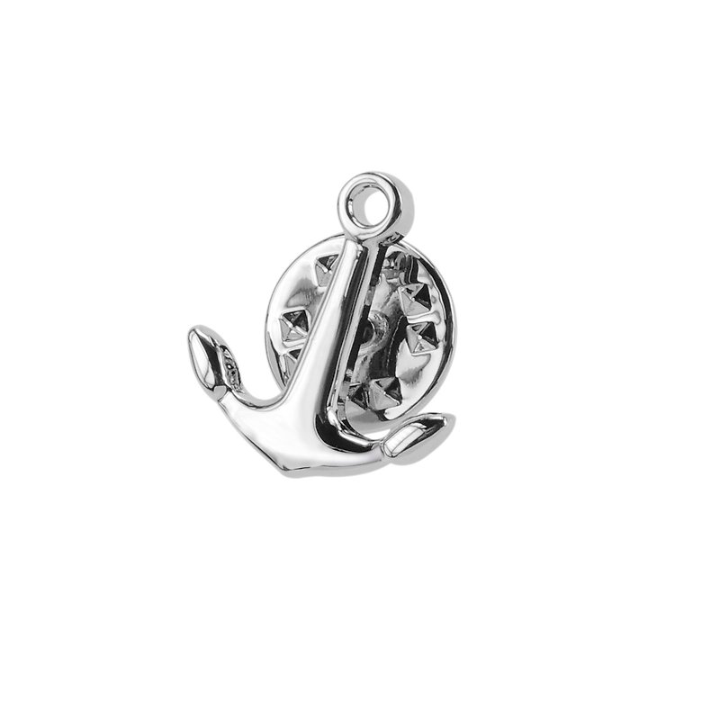 Silver Anchor Lapel Pins - Brooches - Other Metals Silver