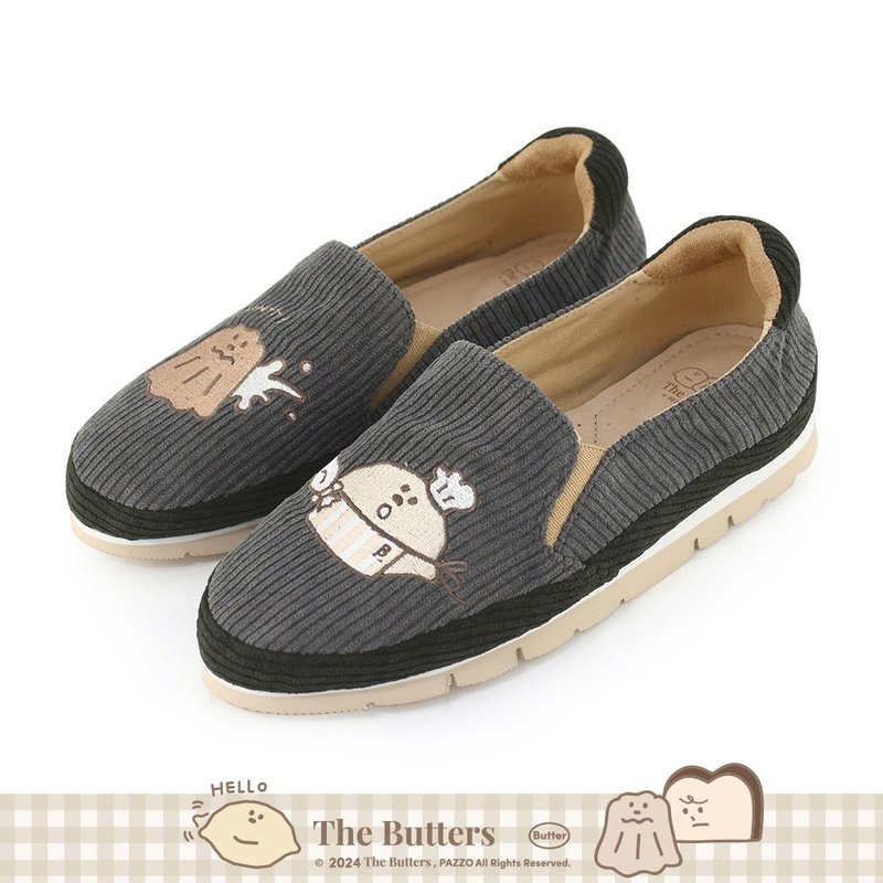 Cream Family Toasted Colulu and Lemon Boy Thick Sole Light Casual Loafers - Dark Gray - Women's Casual Shoes - Cotton & Hemp Gray