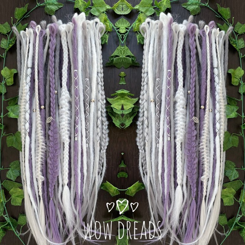設置 Viking 薰衣草鉤針定制 Ombre 合成長發綹 - 髮夾/髮圈 - 其他人造纖維 紫色