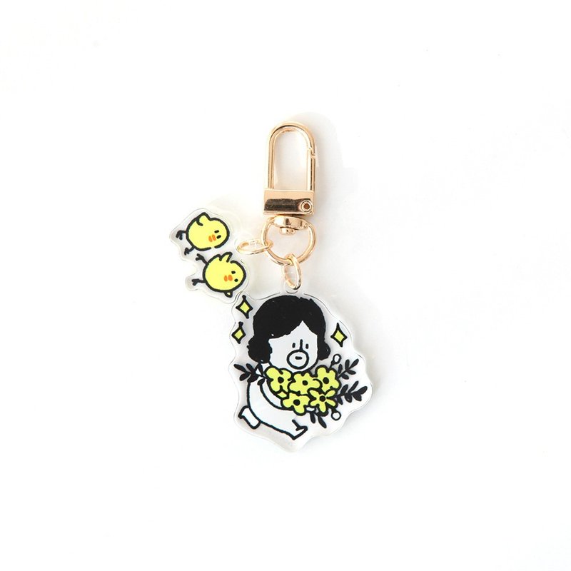 Hello DunDun Acrylic Key Ring 03.Flower DunDun Series - ที่ห้อยกุญแจ - พลาสติก ขาว