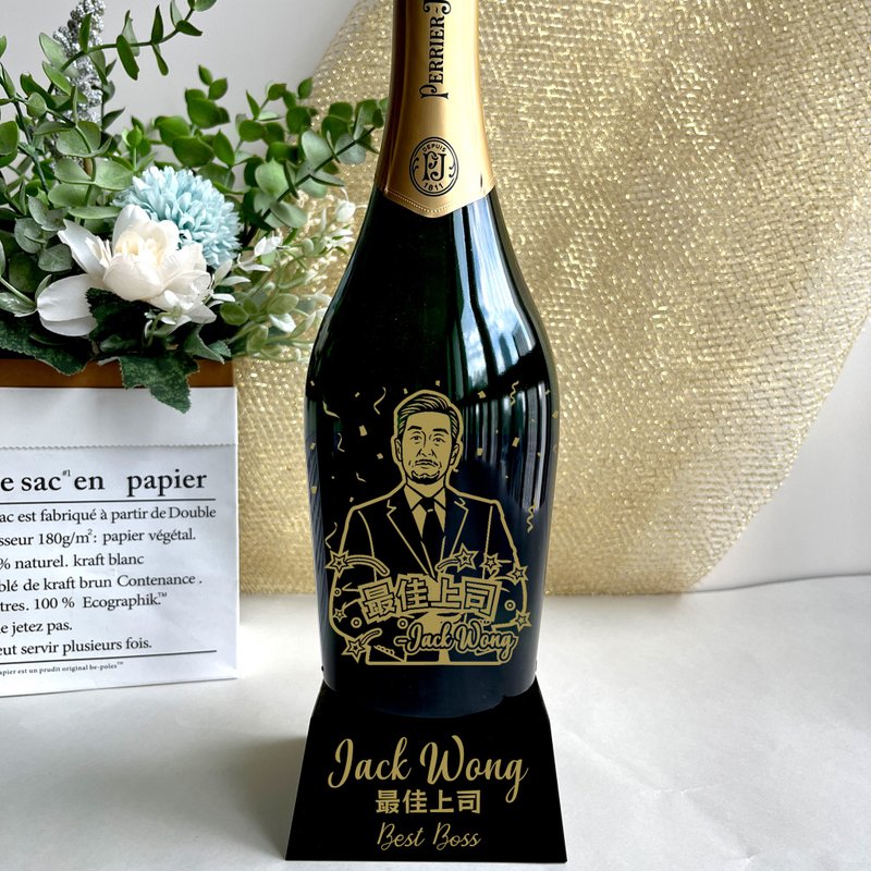獎座訂製 Perrier-Jouët 人像雕刻獎座 商務禮物 升職禮送上司 - 酒類 - 玻璃 