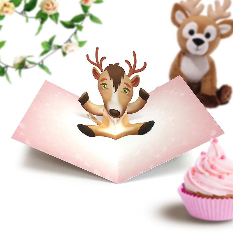 Deer Card | Deer Pop Up Card | Deer Birthday Card | Reindeer Birthday Card - Cards & Postcards - Paper 