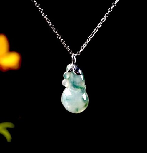 瓔珞珠寶盒 E.L.Jewelry Box 冰種飄藍花翡翠葫蘆項鍊 18K金墜頭 | 天然緬甸玉翡翠A貨 | 送禮