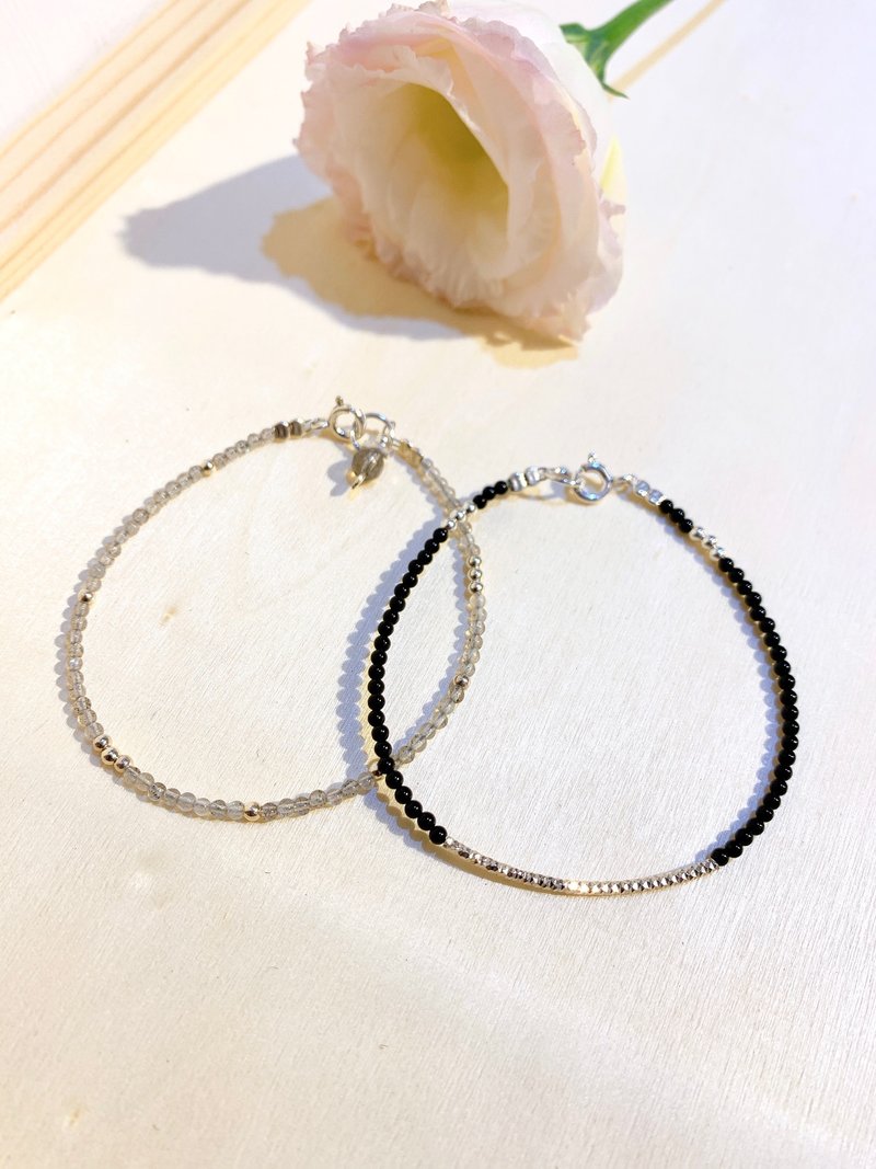 Gemstone Bracelets Black - Ops Black Agate Silver Handmade Design Gemstone Bracelet
