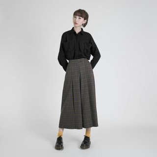 Reflux_ ウールワイドパンツ_イエローチェック柄