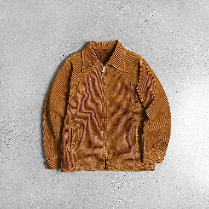 Vintage Corduroy Fleece Jacket - เสื้อโค้ทผู้ชาย - ผ้าฝ้าย/ผ้าลินิน สีนำ้ตาล