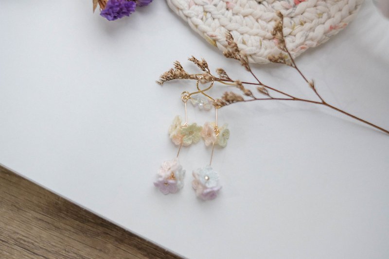Precious Metals Earrings & Clip-ons Multicolor - Pastel Crochet Flower Earrings with Swarovski Crystals