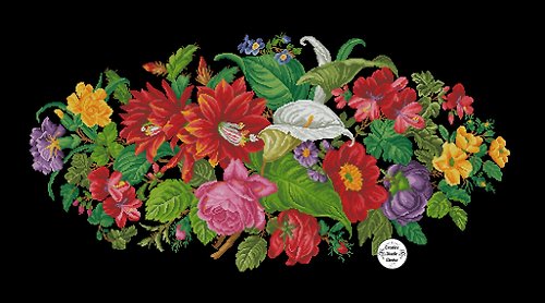 CreativeStudioElenka Vintage Cross Stitch Scheme Carpet flowers 3 - PDF Embroidery Scheme