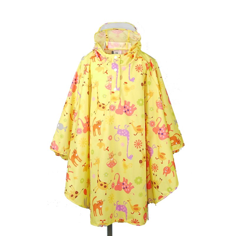 Waterproof Breathable Printed Children's Raincoat-Happy Farm - Umbrellas & Rain Gear - Polyester Yellow