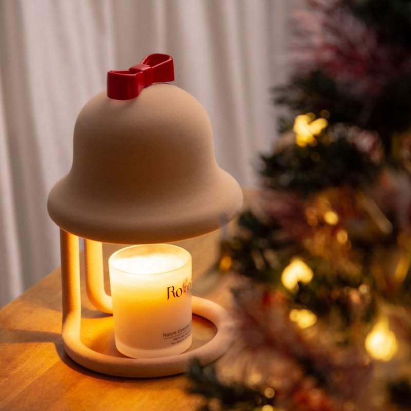 【聖誕必備_贈40G岩質蠟燭】絨絨鈴鐺造型燈 | 雙配件 |  -米杏 - 蠟燭/燭台 - 其他金屬 