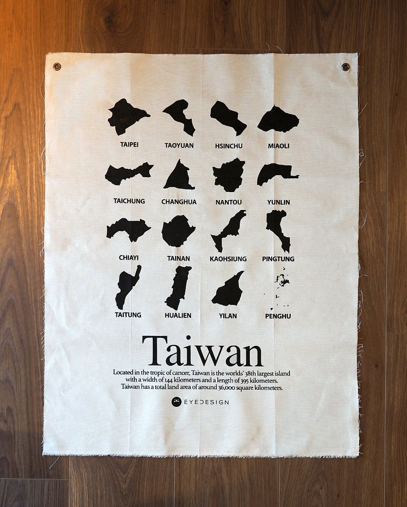 手作絹印布旗 台灣縣市旗 Taiwan hand-painted flag - 攝影集 - 棉．麻 白色