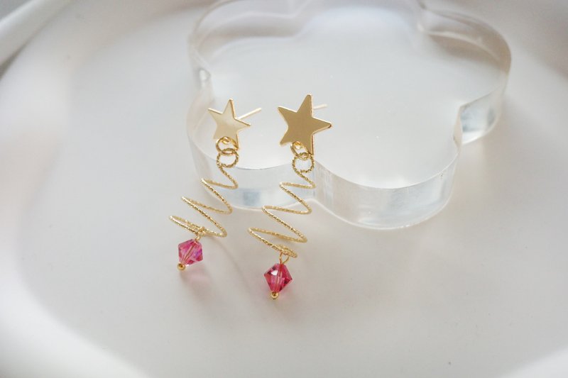 AStarIsBorn系列—冬夜星弦 手作耳環 - 耳環/耳夾/耳骨夾 - 其他材質 金色