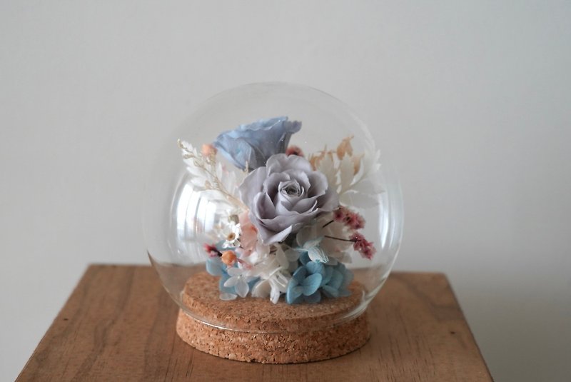 Eternal Flower Glass Bell Jar Clock Blue Valentine's Day Birthday Chinese Valentine's Day Festival Gifts Home Decoration - Dried Flowers & Bouquets - Plants & Flowers Blue