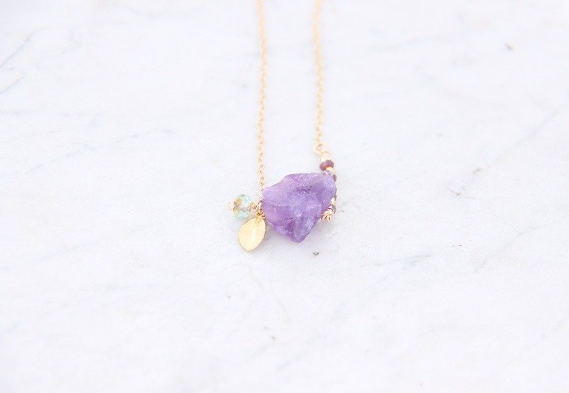 Amethyst 14KGF necklace - Necklaces - Gemstone Purple