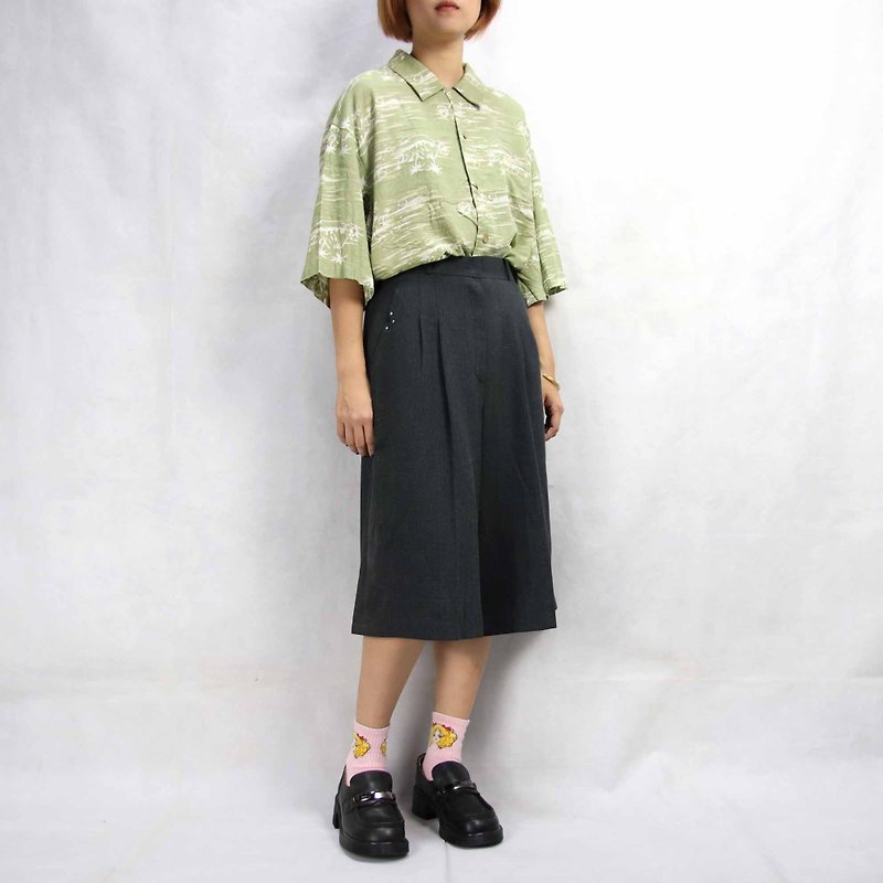 Tsubasa.Y Ancient House 007 Ancient Pants Skirt, Shorts Pants Skirt Pattern Elegant Vintage - Women's Shorts - Polyester Gray