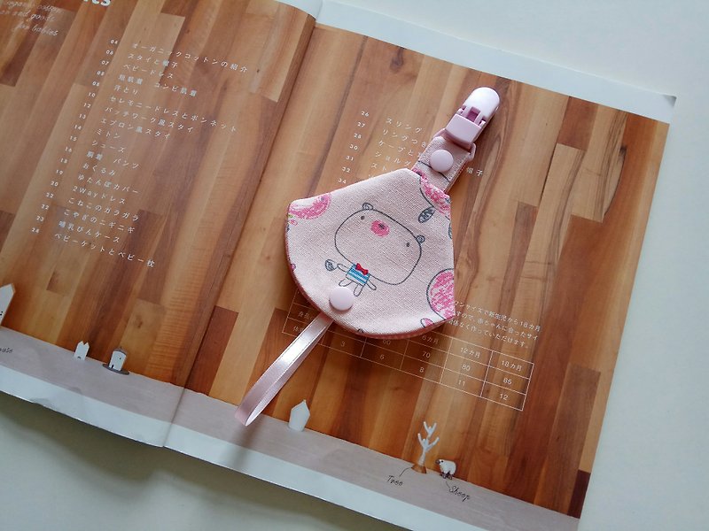 Miyuki gift combo pacifier clip < nipple dust bag + pacifier clip> double function - ของขวัญวันครบรอบ - ผ้าฝ้าย/ผ้าลินิน สึชมพู