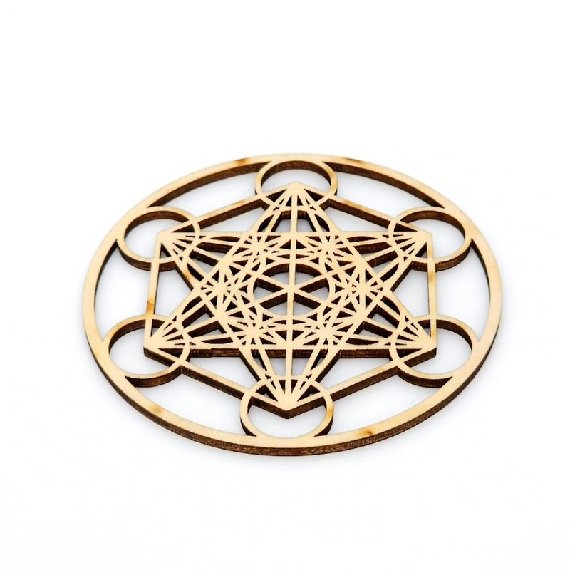 Metatron s Cube Sacred Geometry Coaster - Other - Wood Khaki