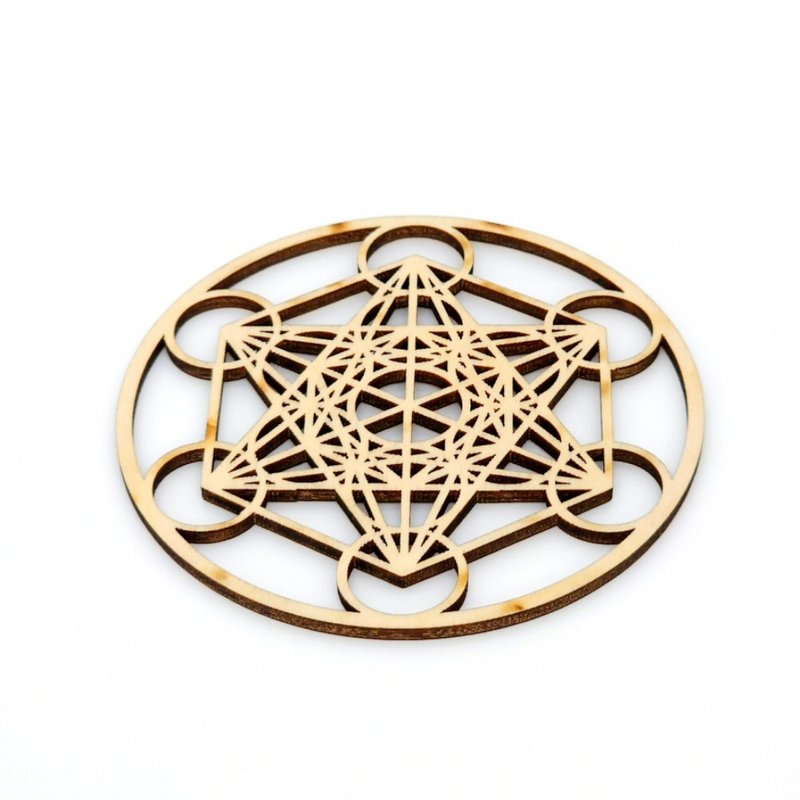 Metatron s Cube Sacred Geometry Coaster - อื่นๆ - ไม้ สีกากี