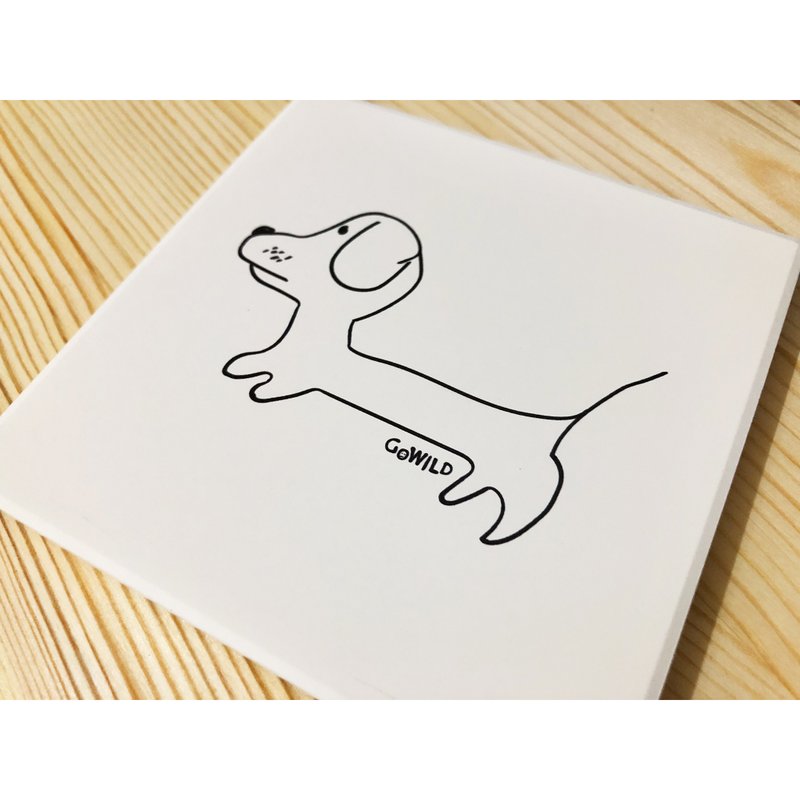 Go:wild Dachshund Ceramic Coasters - ที่รองแก้ว - ดินเผา ขาว