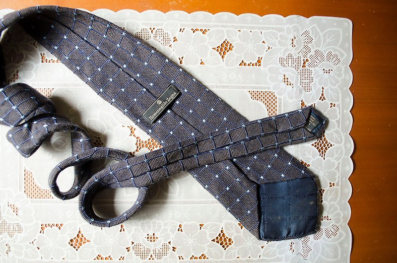 Milan. Grayish Blue College Square Plaid Embroidery Blended Wool Knit Tie Ermenegildo Zegna #Vintage # Vintage # Wando - เนคไท/ที่หนีบเนคไท - ขนแกะ 