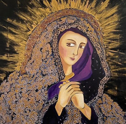Gala 聖母瑪利亞圖標女人肖像天主教基督教牆壁裝飾油畫