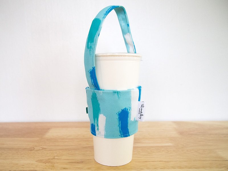 Brush strokes (Blue) drink bag / Reusable drink holder / 飲料提袋 - 杯袋/飲料提袋 - 其他材質 藍色