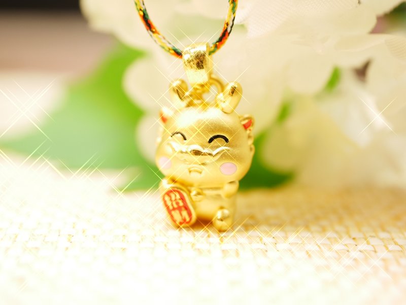 Gold Pendant-Zodiac Dragon Pendant Gold Jewelry-Gold 9999 - สร้อยคอ - ทอง 24 เค สีทอง