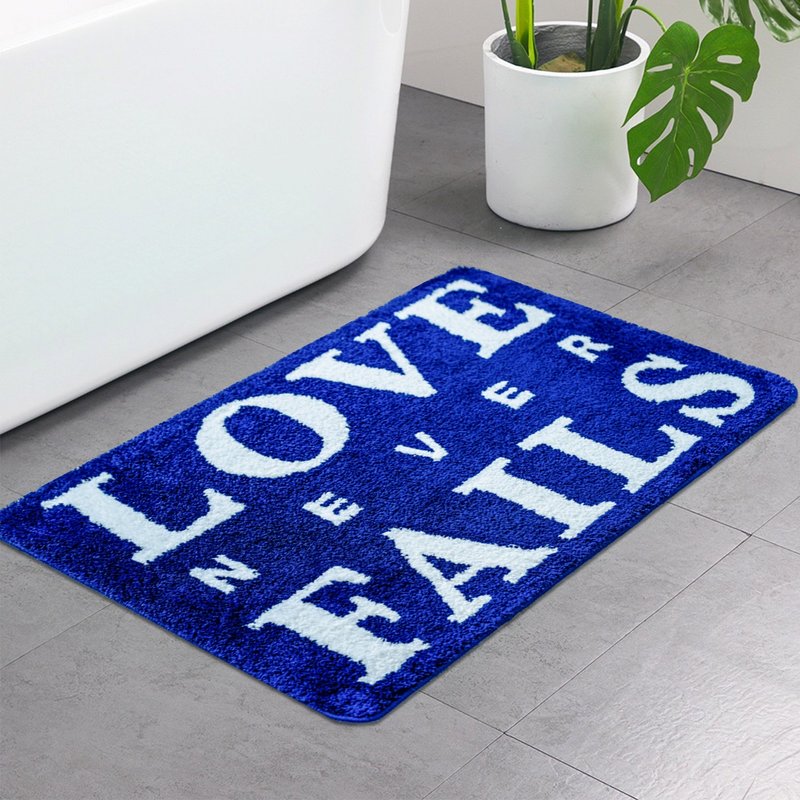 Blue Bath Mat Soft Absorbent Bathroom Rug Non-slip Floor Carpet for Shower - Rugs & Floor Mats - Polyester Blue