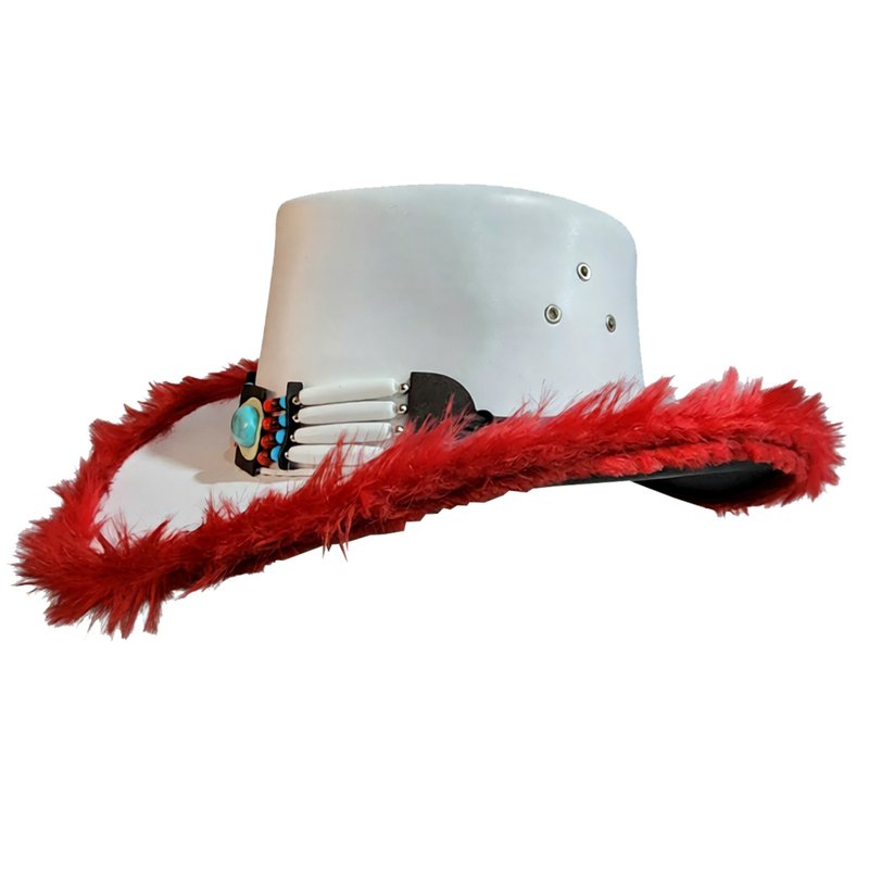 Western Cowgirl Cosplay Festival White Leather Hat - 帽子 - 真皮 白色