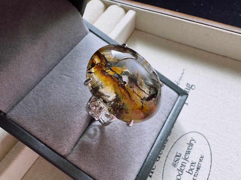 Green Phantom Quartz - Manganocalcite - Crystal Silver Ring - แหวนทั่วไป - คริสตัล 