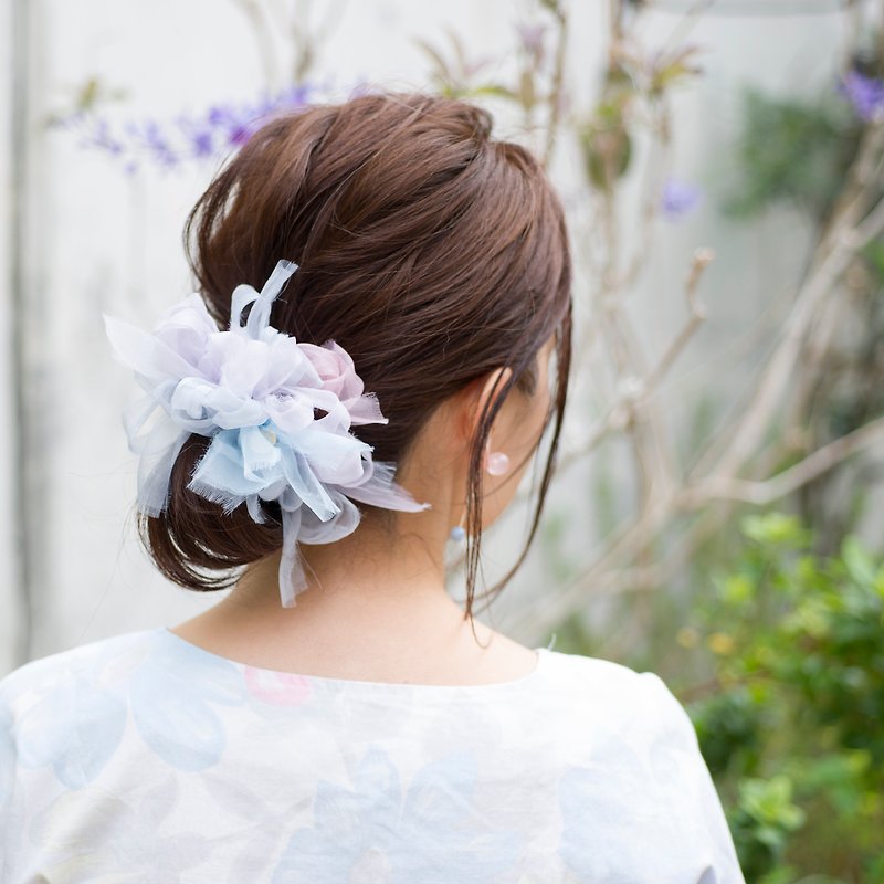 Hydrangea | Blooming Sakiami Colourful Hair Scrunchy / Hair Accessory / Hair Tie - Hair Accessories - Polyester Gray