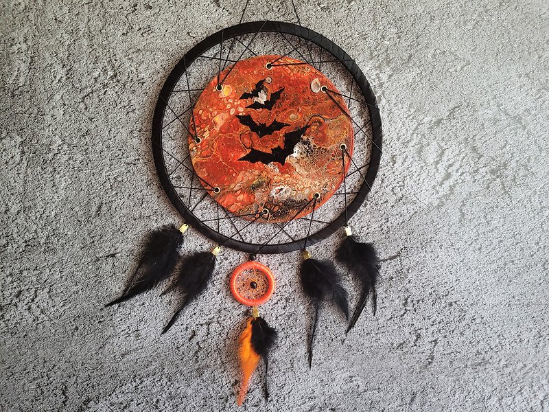 Halloween dream catcher Bat - 壁貼/牆壁裝飾 - 其他材質 橘色
