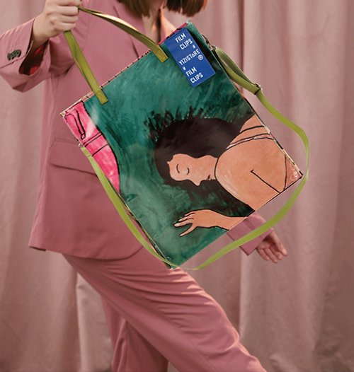 YIZISToRE YIZISTORE原創設計帆布印花防水單肩包休閑背包大容量環保購物袋