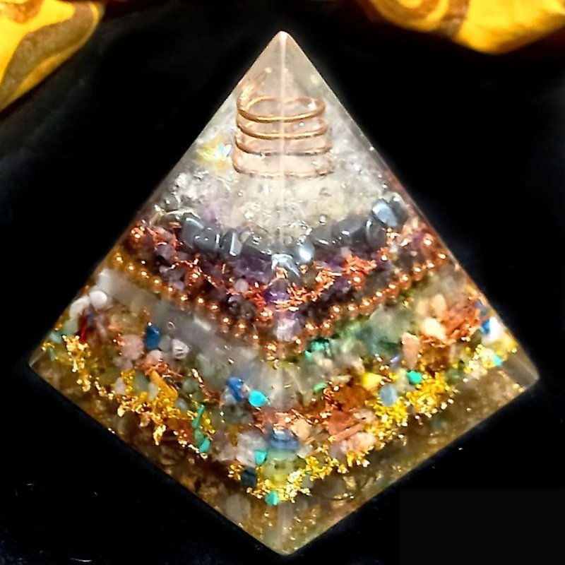 Azeztulite High Vibrational Orgone Pyramid - Items for Display - Crystal Multicolor