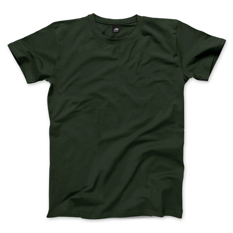 素色中性短袖T恤 - 森林綠 - 男 T 恤 - 棉．麻 綠色