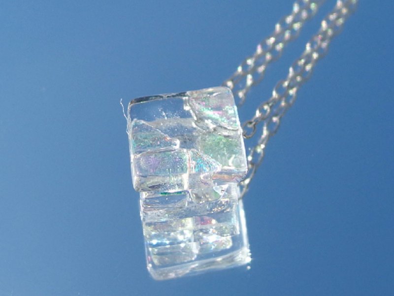 ガラスのダイヤモンド(だいや【暖色系】)チェーンネックレス【プチ選べます】【綿紐、シルバー925選べます】【受注制作】 - ネックレス - ガラス 透明
