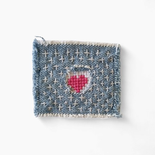 OUMsk Upcycled denim boro patch – visible mending with sashiko.