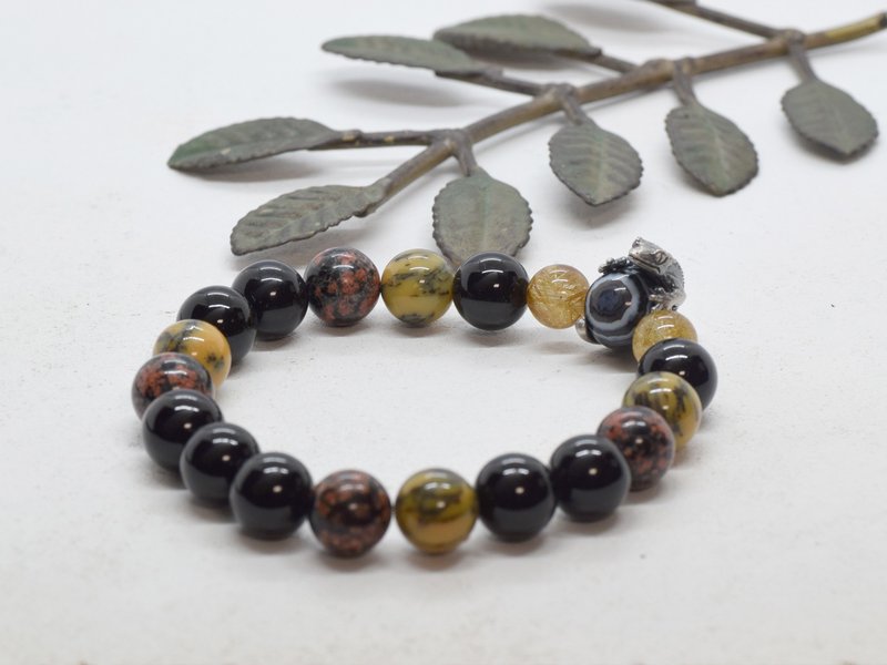 Limited to one item: Crested Gecko (Crested Gecko) Bead Natural Stone Bracelet - Bracelets - Semi-Precious Stones Black