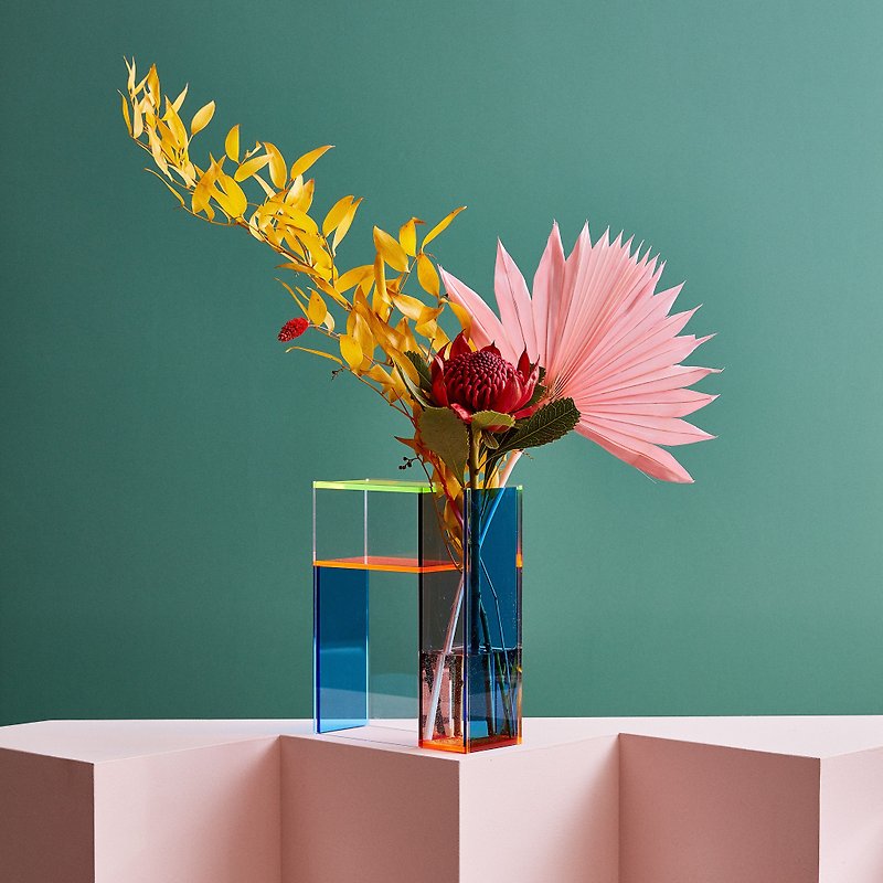 Acrylic Pottery & Ceramics Multicolor - MoMA Mondri Vase, Neon Vase Neon