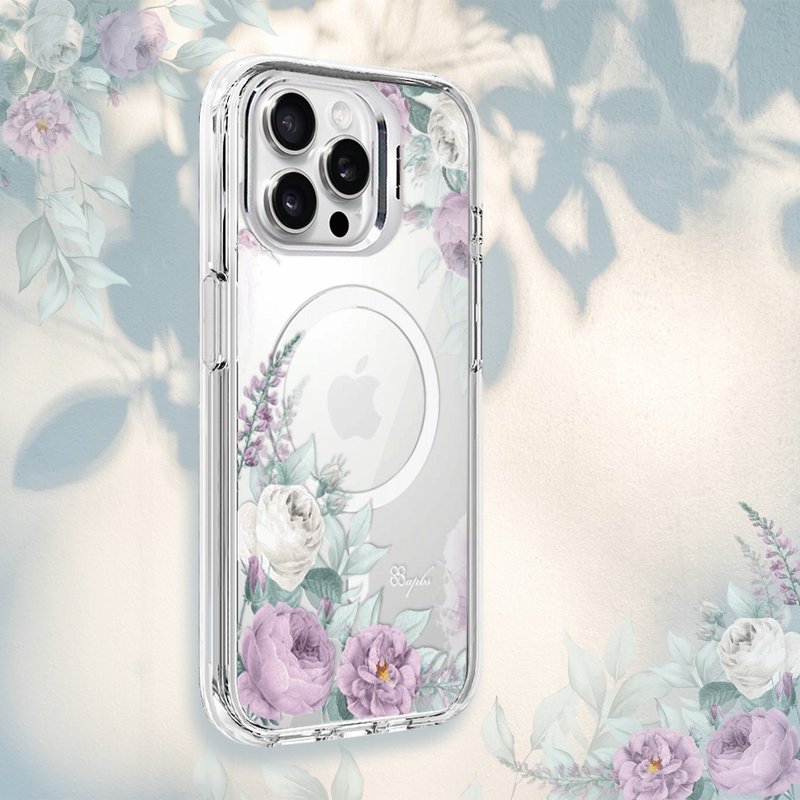 apbs iPhone 全系列 防震雙料隱形立架磁吸手機殼-寧靜紫 - 手機殼/手機套 - 其他材質 多色