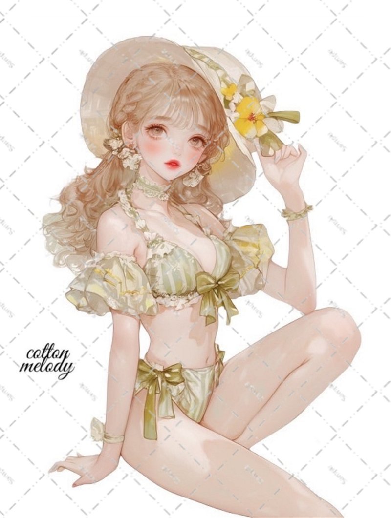 original sticker no.6484 人物ステッカー オリジナルステッカー 人物ステッカー 女の子ステッカー オリジナル人物ステッカー - 貼紙 - 紙 